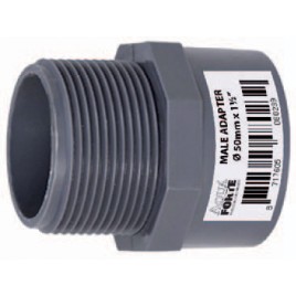 PVC-U sprausla ārējā vītne / gluda sakabe EL 50mm x 1½” 